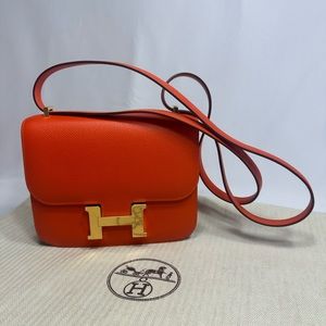 Hermes Orange Epsom Constance 18 Gold Hardware